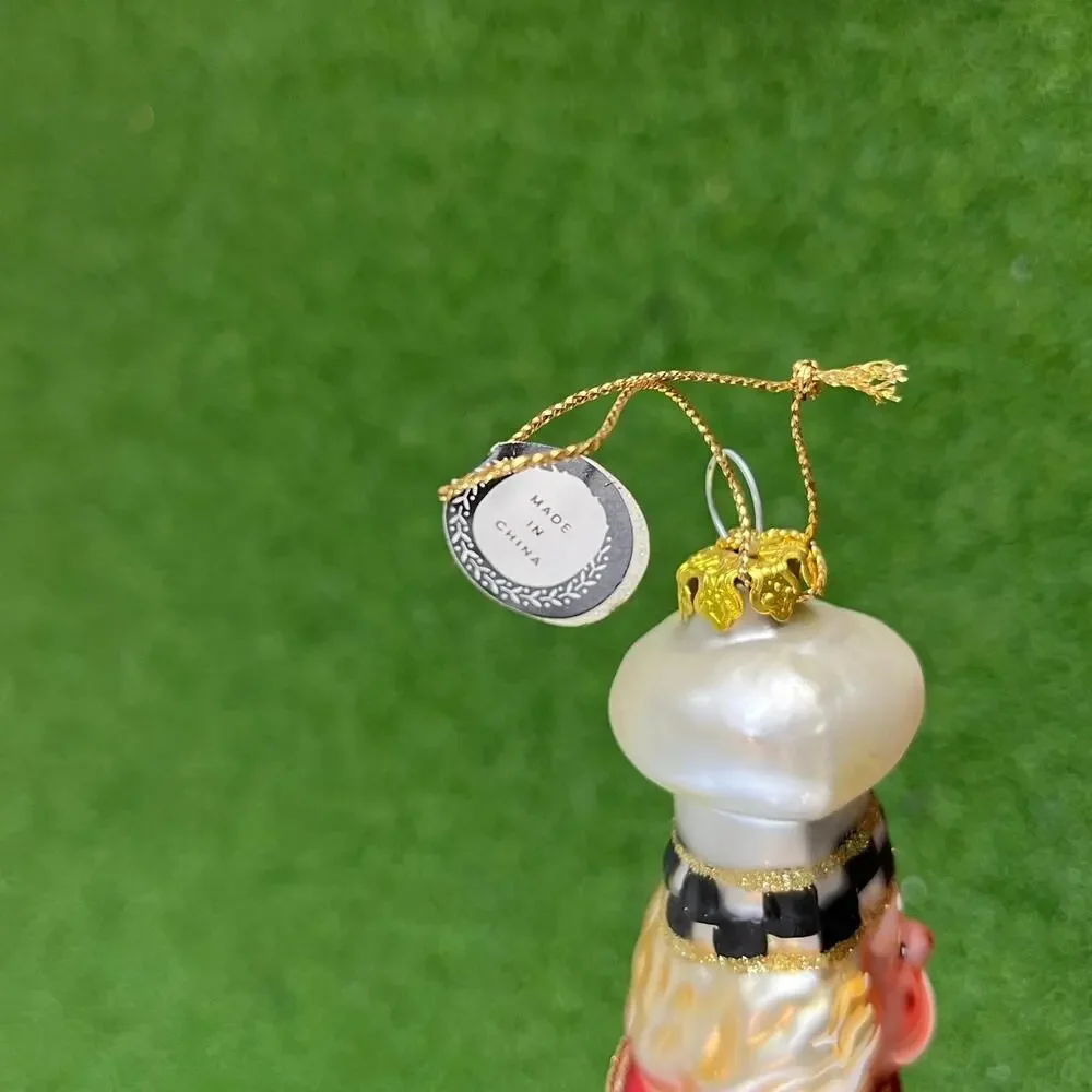 Vintage Blown Glass Santa Chef Christmas Tree Ornament